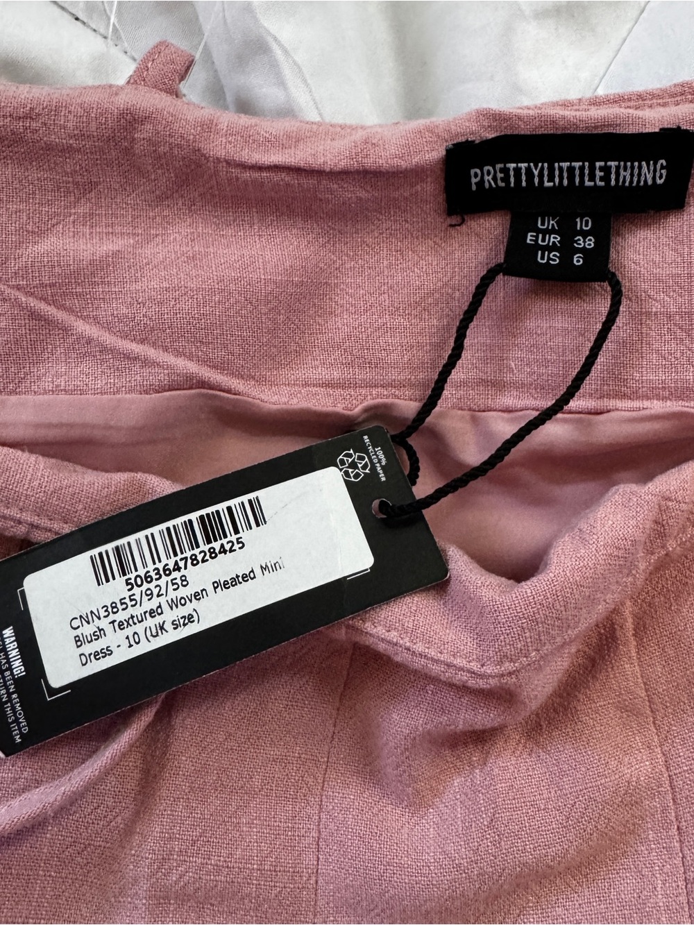 PrettyLittleThing Blush Pink Textured Fit & Flare Mini Dress - Picture 5 of 11